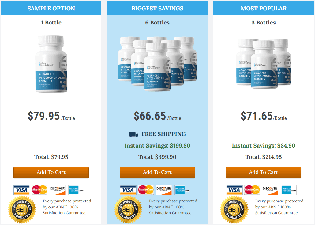 Advanced Mitochondrial Formula pricing 